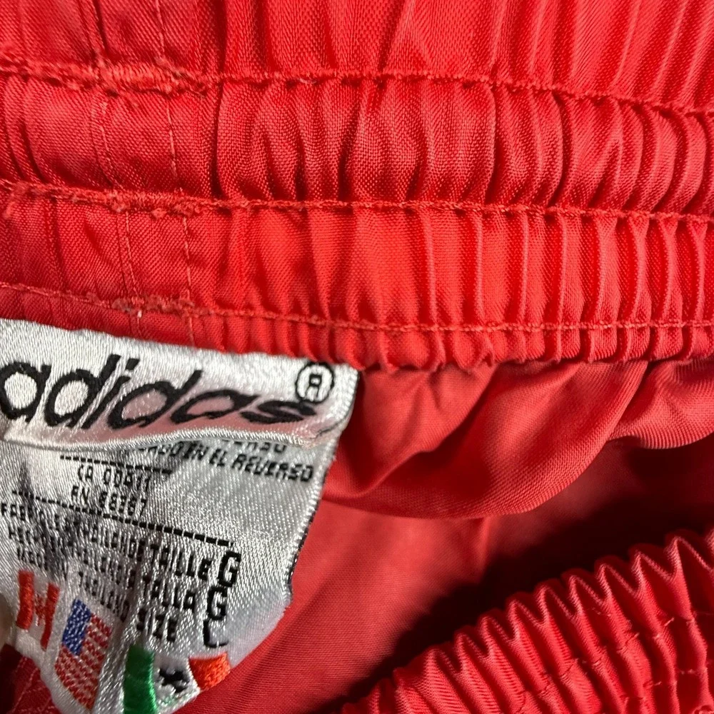 Adidas Originals Vintage 90s Red Nylon Track Pants Windbreaker Joggers Mens L